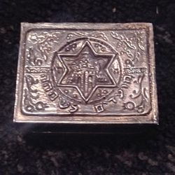 Antique Star Of David Jewish Design 925 Silver Matchbox