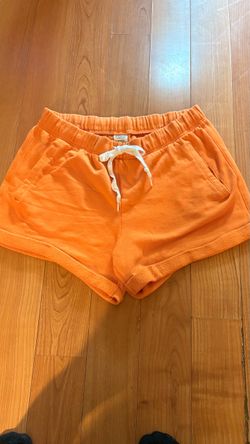 Victoria's Secret PINK Orange Everyday Fleece Rolled Hem Drawstring Sweat Shorts L