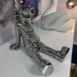 Chrome Silver Kaws Art Sculpture 