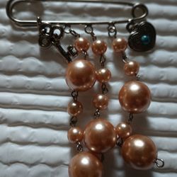 Bronze Colored Pearls With Turquoise Accents Pin.