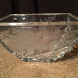 Lead crystal glass clear Iris I belong beloved vase candy dish 6-in by 4 in by 4 in