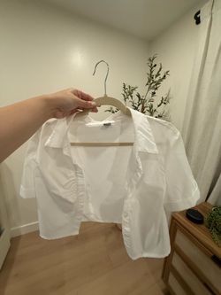 White Large Cropped Dress Shirt