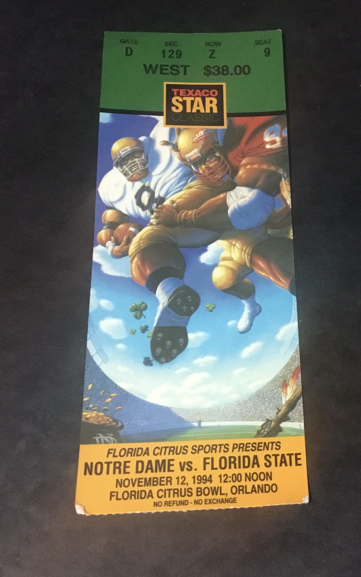 Notre Dame-Florida State 1994 Ticket Stub And Program
