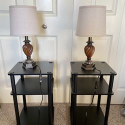 BRAND NEW! Rustic Table Lamps With Shades, Set of 2