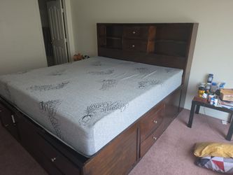 Dark Wood Dresser with Two Drawers