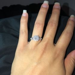 10WG 3/4 Princess Cut Engagement Ring 