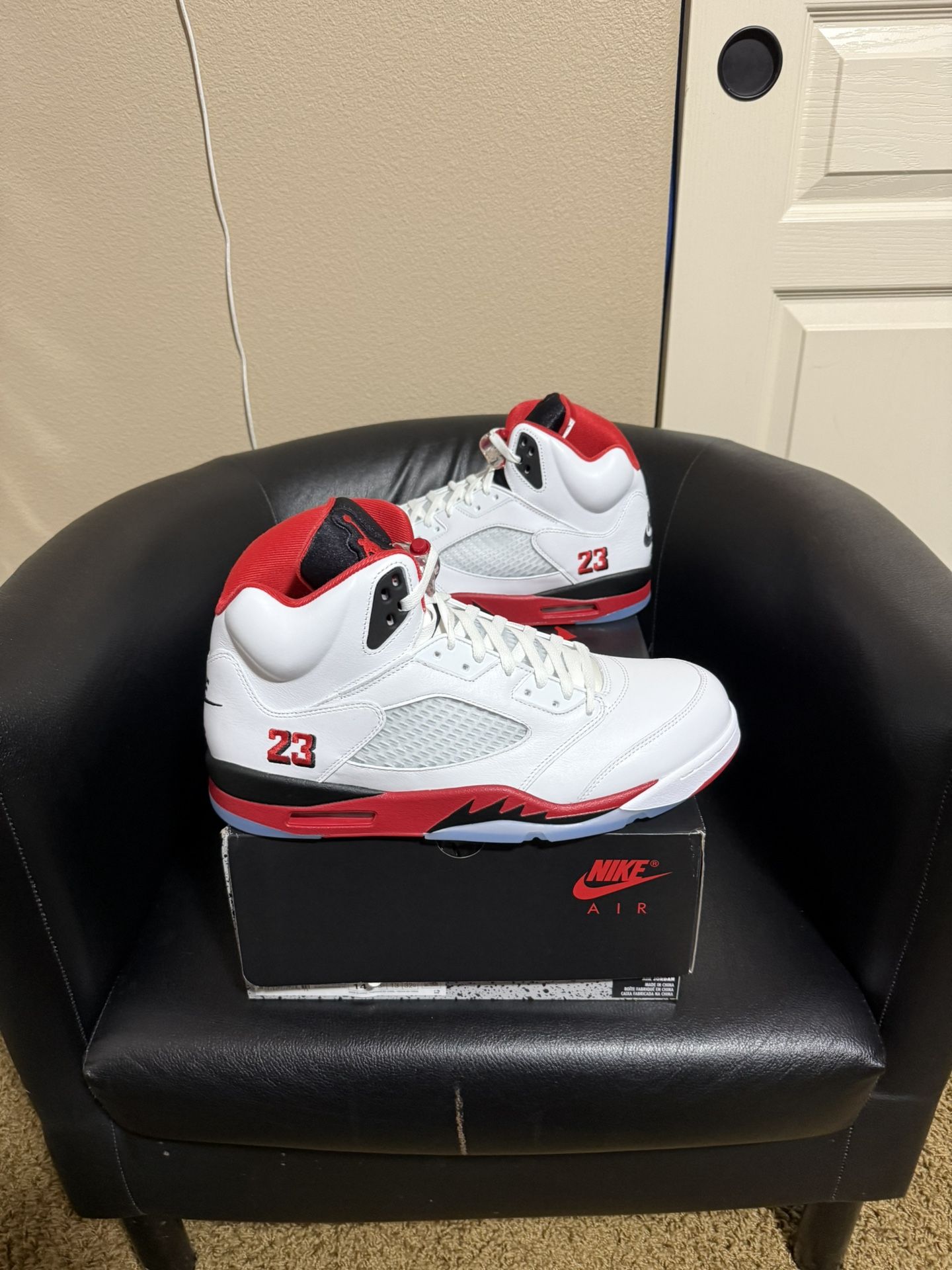 Brand new Air Jordan Fire red 5’s size 14 with original box and proof of purchase.
