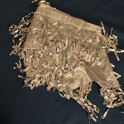  Sequin Fringe Skirt-silver/grey
