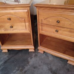 Vintage Solid Wood Nightstands 