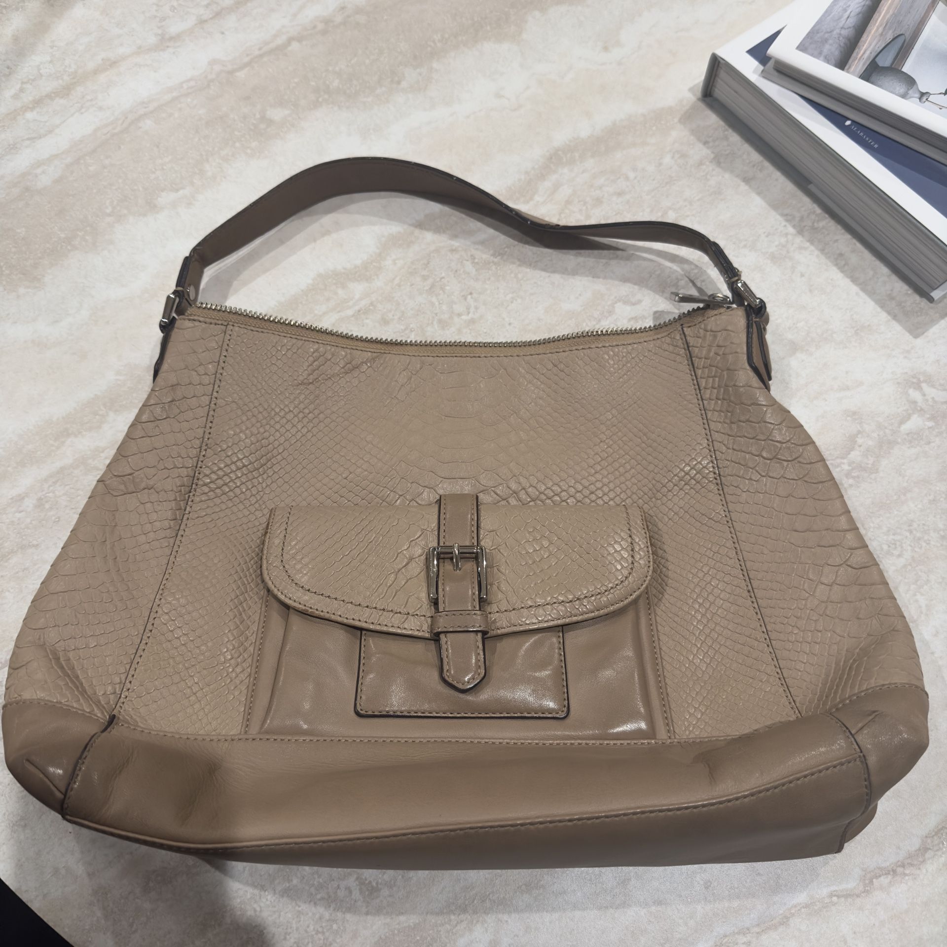 Coach Charlie Python Leather Hobo Tote Shoulder Handbag