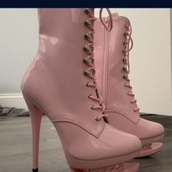 Pink High Heel Boots 