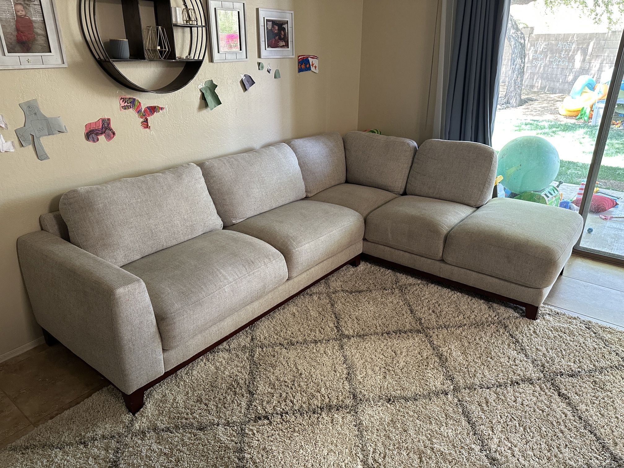 Living Spaces Gray Sectional Couch