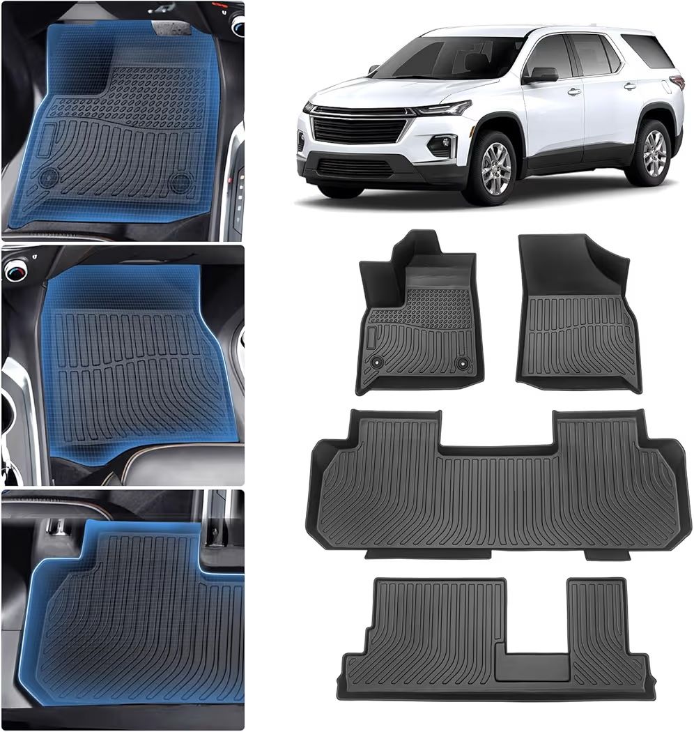 All-Weather Floor Mats for 2018–2023 Chevy Traverse 8 Seat – TPE Custom Liners | SHOBEEZ Overstock Warehouse