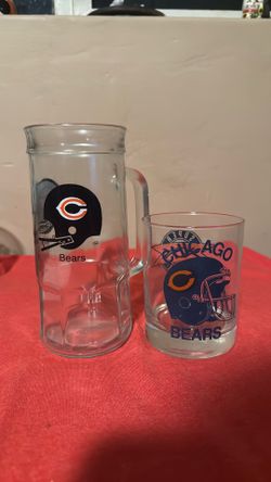 Vintage Chicago Bears Super Bowl Whisky Glass & Beer Mug