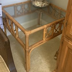 Pair Of Square Rattan Tables 