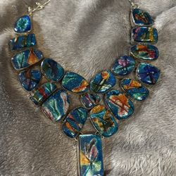 Gorgeous Multicolored Titanium Drusy Necklace 