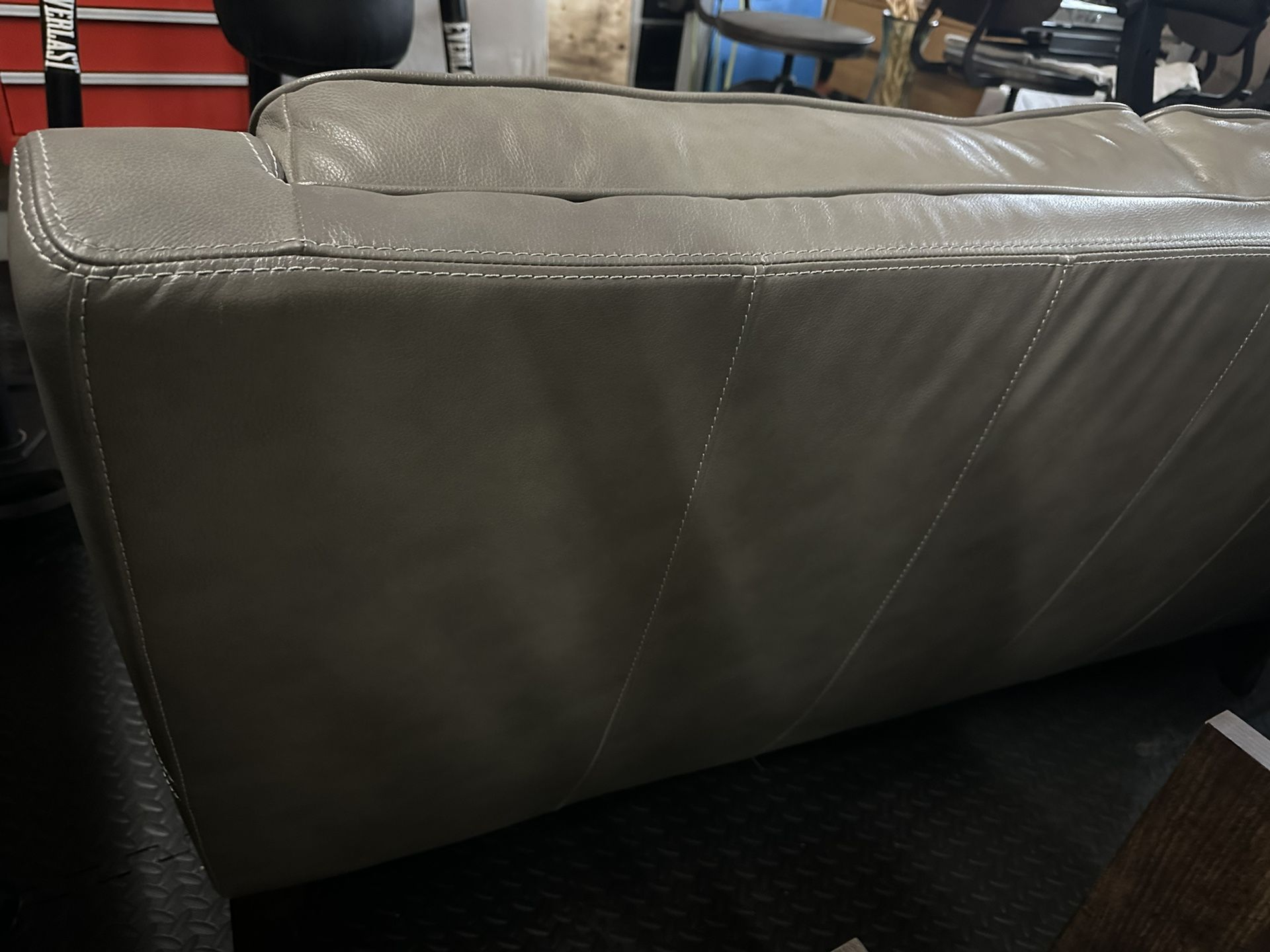 Grey Leather Loveseat
