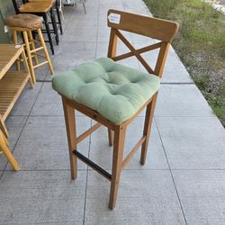 Classic Cross Back Barstool w/Green Seat Pad