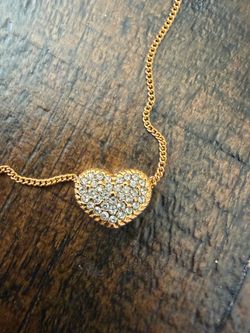 Gold-Tone Crystal Pavé Heart Necklace Brighton