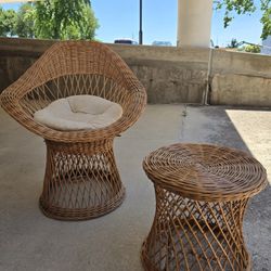 Rattan Chair And Side Table