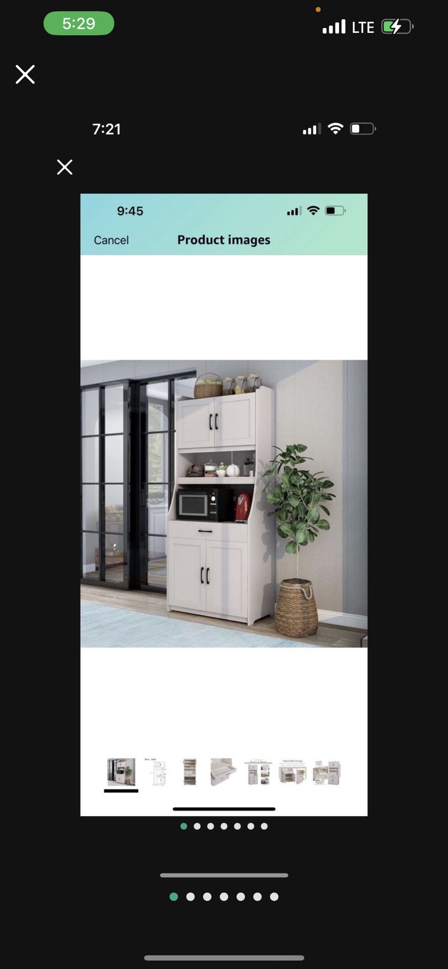 Antique White One-Body Style Pantry Storage Buffet Cabinet with Doors and Adjustable Shelves