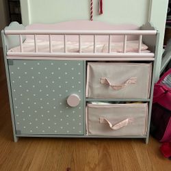 Wooden Toy Doll Bed with Storage