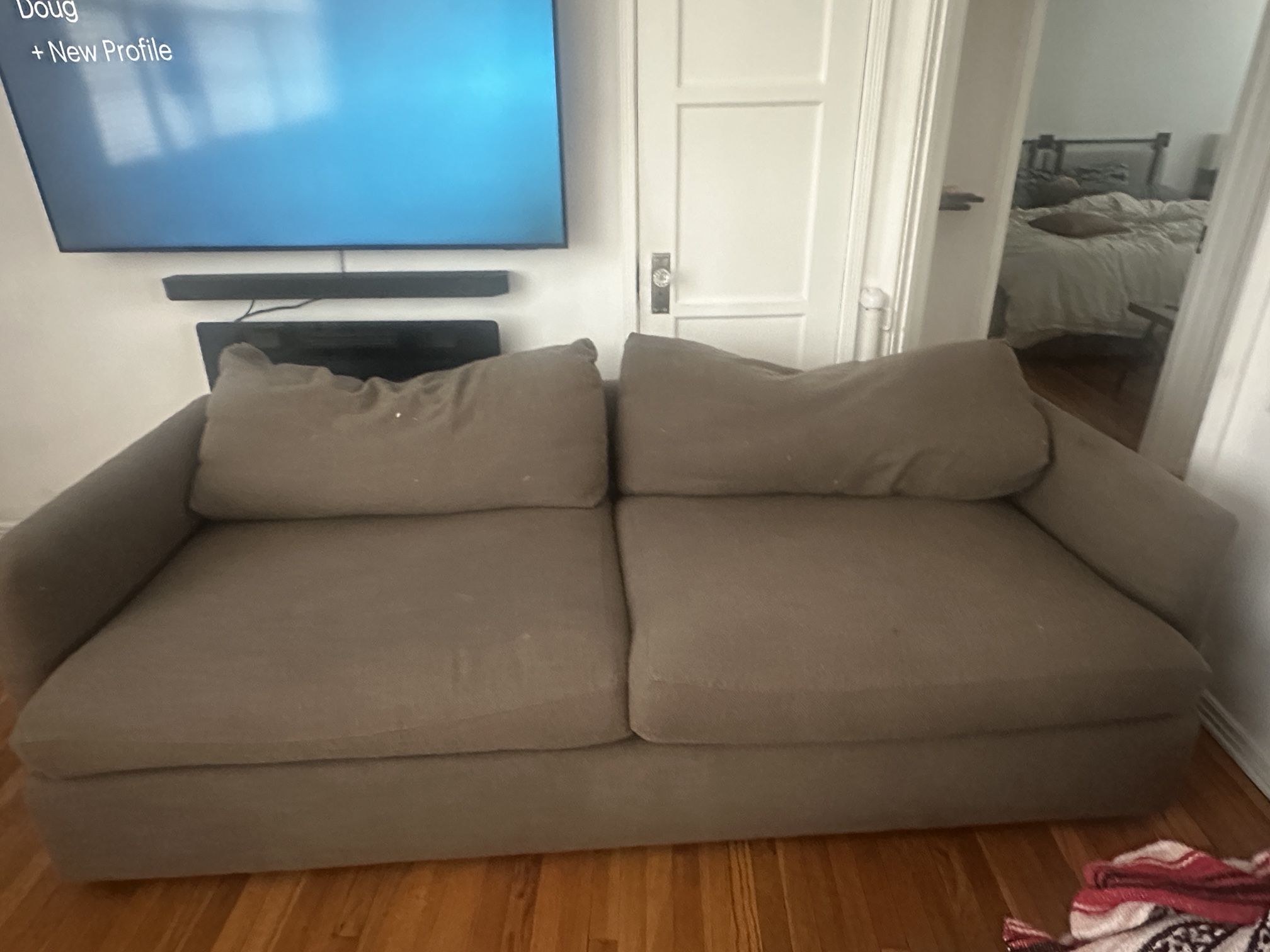 Crate and Barrel Brown Deep Cushion Couch