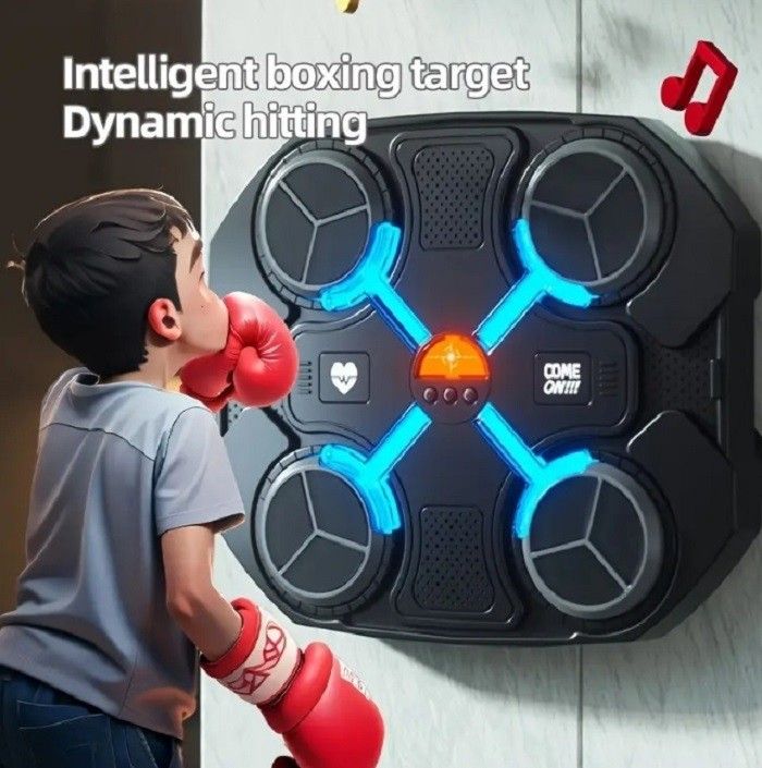 Youngsters' Smart Boxing Trainer with Music 3-Speed Adjustable Wall-Mounted Electronic Target Dynamic Music Lights USB Charging - Ideal Relax Toy for