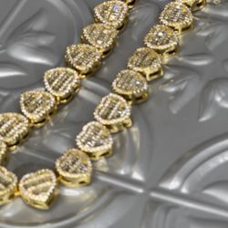 18k Gold Plated 12 mm Heart Chain 