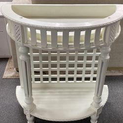 Ivory console table with lattice back