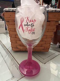 Breast Cancer Wine Glass NEW