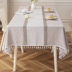 Rectangle Table Cloth Beige Double Stripe