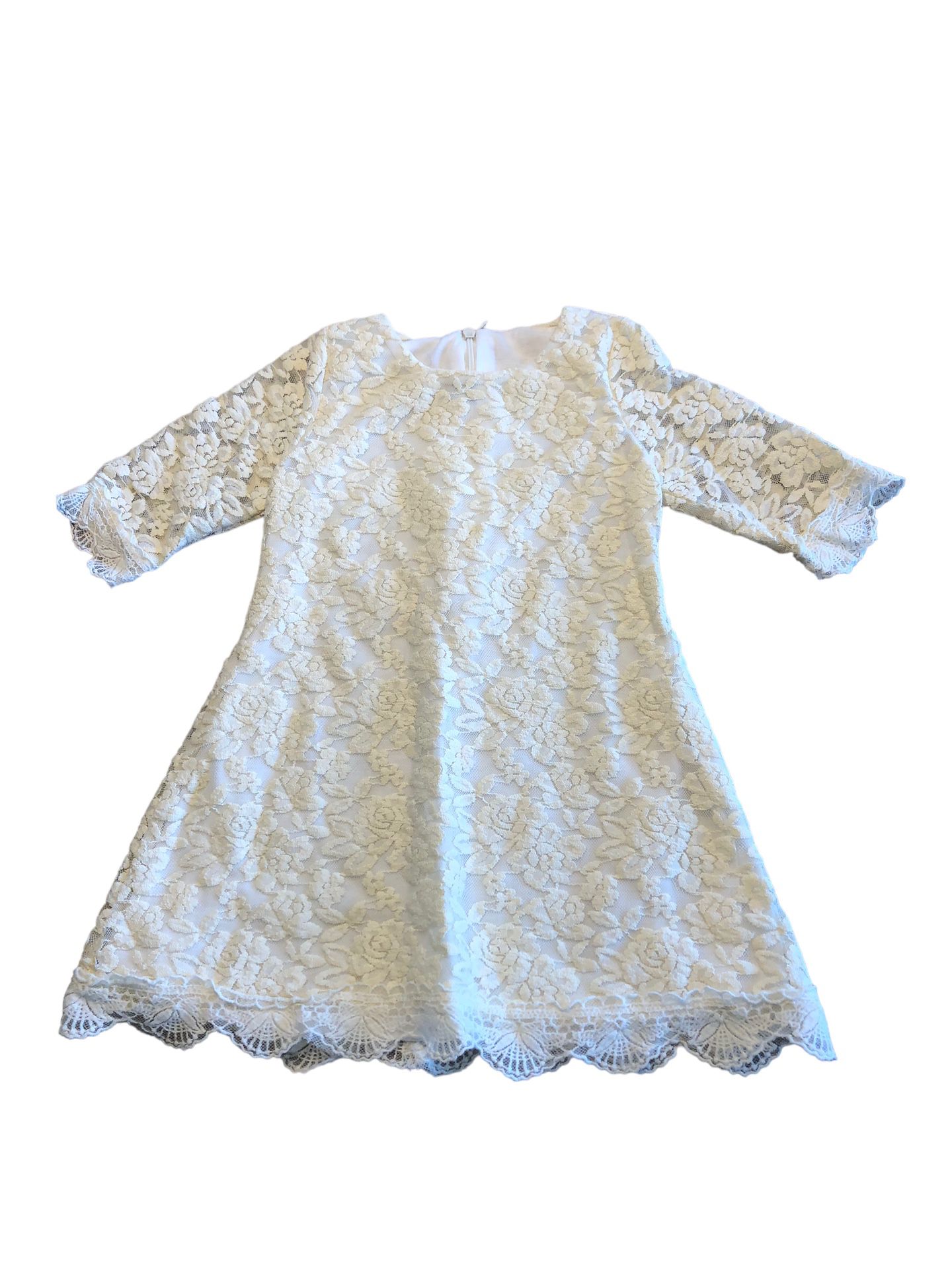 EUC 3T Boutique Cream Lace 3/4 Sleeve Aline Dress