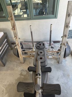 Weight Bench with Rack and Weight Plates
