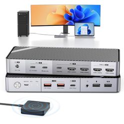Brand New     Minisopuru Dual Monitor KVM Switch Docking Station for Laptop & Desktop - with 4K@60Hz HDMI,15W Charge, EDID, 5 USB A USB-C, Audio, for 