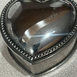 Silver Plated Hearth Jewelry Box 1970s