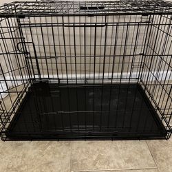 Dog Crate Double Door, 36 x 23 x 25 Inches, Black. *** Like New 