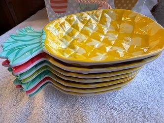 Pineapple Ceramic Plates / Serving Dishes – Colorful Set