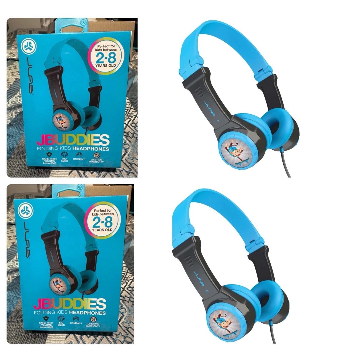 4 Sets Of Boy’s Folding On Ear Wired KIDS Headphones/Vol Limiting, Blue