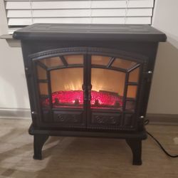 Freestanding Electric Fireplace Heater Stove – Black, Realistic Flame Effect