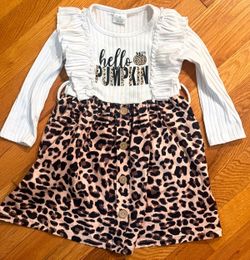 Girls Long Sleeve Leopard Print Button-Front Dress