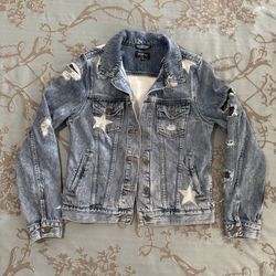 Miss Me Destructed Camo Star Denim Jacket Women’s Size Small