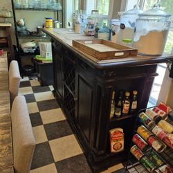 Moving Sale Distressed Serving Hutch With Wine Rack.