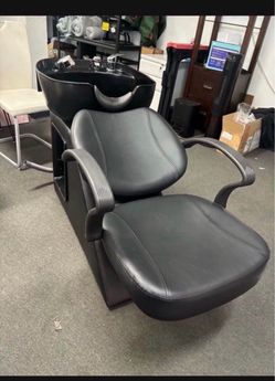 In Box!! Shampoo Chair with ABS Bowl (plastic), gel neck rest, Black, Faux leather, Weight Capacity 450 Ibs, Product weight: 62 Ibs