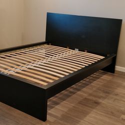 IKEA MALM queen size bed frame with slatted bed base - Dark brown Veneer