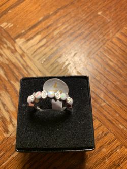 White fire opal and white topaz size 7 ring sterling silver