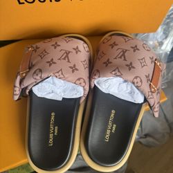 Louis Vuitton Women's Pool Pillow Comfort Mule Sandals Monogram Nylon Size 36