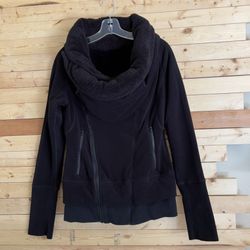 Lululemon Athletica Women’s Black Off the Mat Sherpa Fleece Moto Jacket size M