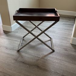 Wood / Chrome Tray Table