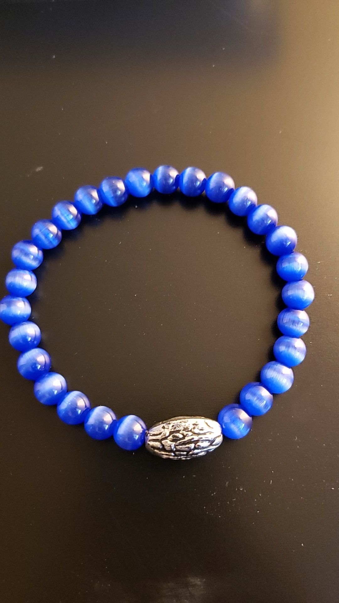 Blue Glass Beads with Silver Spacer